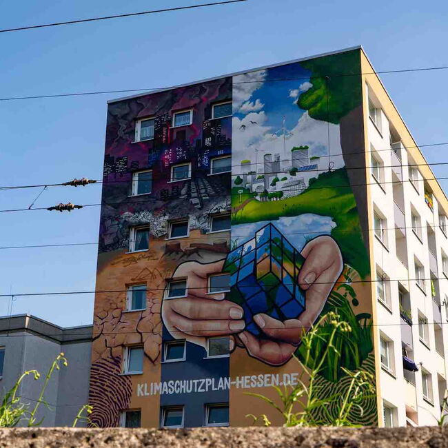 Klima-Graffiti an einer Hauswand